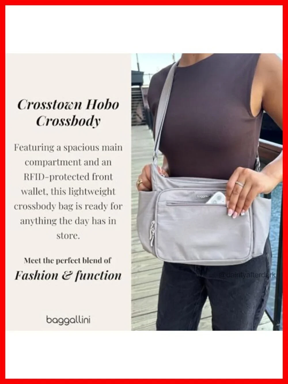 Nylon Hobo Crossbody Bag RFID Protection Adjustable Strap